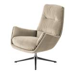 Fauteuil GARBO met kruisvoet geweven stof - Velours Shyla: Beige - Chroomkleurig glanzend