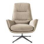 Fauteuil GARBO met kruisvoet geweven stof - Velours Shyla: Beige - Chroomkleurig glanzend