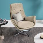 Fauteuil GARBO met kruisvoet geweven stof - Velours Shyla: Beige - Chroomkleurig glanzend