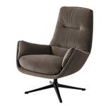 Fauteuil GARBO met kruisvoet geweven stof - Velours Shyla: Taupe - Zwart