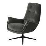 Fauteuil GARBO  avec pied croisé Tissu - Velours Shyla: Vert de gris - Noir