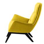 Sessel GARBO mit Holzfüßen Webstoff Milan: Gelb - Schwarz