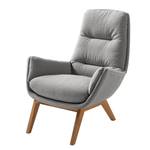 Fauteuil GARBO met houten pootjes Geweven stof Milan: Lichtgrijs - Donkere eikenhout