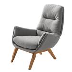 Fauteuil GARBO met houten pootjes Geweven stof Milan: Lichtgrijs - Donkere eikenhout