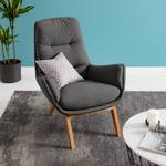 Fauteuil GARBO avec pieds en bois Tissu Milan : Anthracite - Chêne foncé