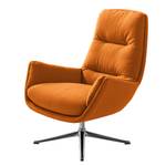 Fauteuil GARBO met kruisvoet geweven stof - Geweven stof Milan: Roestbruin - Chroomkleurig glanzend