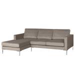 Hoekbank Portobello III Microvezel - Stof Tond: Lichtgrijs - Breedte: 207 cm - Longchair vooraanzicht links