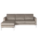 Ecksofa Portobello III Samt - Stoff Tond: Hellgrau - Breite: 207 cm - Longchair davorstehend links