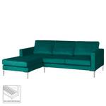 Hoekbank Portobello III Microvezel - Stof Tond: Petrolblauw - Breedte: 207 cm - Longchair vooraanzicht links