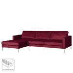 Ecksofa Portobello III Samt - Stoff Tond: Bordeaux - Breite: 251 cm - Longchair davorstehend links