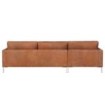 Hoekbank Portobello IV Leer - Leer Custo: Bruin - Breedte: 251 cm - Longchair vooraanzicht links