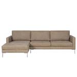 Hoekbank Portobello IV Leer - Leer Custo: Lichtgrijs - Breedte: 251 cm - Longchair vooraanzicht links