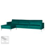 Hoekbank Portobello III Microvezel - Stof Tond: Petrolblauw - Breedte: 293 cm - Longchair vooraanzicht links