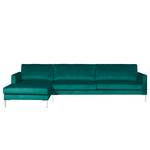 Ecksofa Portobello III Samt - Stoff Tond: Petrol - Breite: 293 cm - Longchair davorstehend links