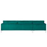 Ecksofa Portobello III Samt - Stoff Tond: Petrol - Breite: 293 cm - Longchair davorstehend links