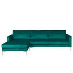 Ecksofa Portobello III Samt - Stoff Tond: Petrol - Breite: 251 cm - Longchair davorstehend links