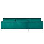 Ecksofa Portobello III Samt - Stoff Tond: Petrol - Breite: 251 cm - Longchair davorstehend links