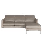 Hoekbank Portobello III Microvezel - Stof Tond: Lichtgrijs - Breedte: 207 cm - Longchair vooraanzicht rechts