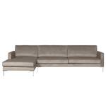 Hoekbank Portobello III Microvezel - Stof Tond: Lichtgrijs - Breedte: 293 cm - Longchair vooraanzicht links