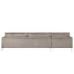 Ecksofa Portobello III Samt - Stoff Tond: Hellgrau - Breite: 293 cm - Longchair davorstehend links