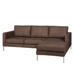 Hoekbank Portobello IV Leer - Leer Custo: Donkerbruin - Breedte: 207 cm - Longchair vooraanzicht rechts