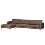 Ecksofa Portobello IV Echtleder - Echtleder Custo: Dunkelbraun - Breite: 293 cm - Longchair davorstehend links