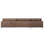 Ecksofa Portobello IV Echtleder - Echtleder Custo: Dunkelbraun - Breite: 293 cm - Longchair davorstehend links