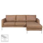 Hoekbank Portobello IV Leer - Leer Custo: Lichtbruin - Breedte: 207 cm - Longchair vooraanzicht rechts