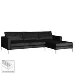 Ecksofa Portobello III Samt - Stoff Tond: Schwarz - Breite: 251 cm - Longchair davorstehend rechts