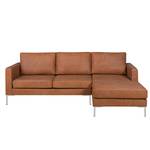 Hoekbank Portobello IV Leer - Leer Custo: Bruin - Breedte: 207 cm - Longchair vooraanzicht rechts