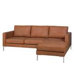 Hoekbank Portobello IV Leer - Leer Custo: Bruin - Breedte: 207 cm - Longchair vooraanzicht rechts