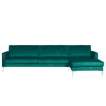 Ecksofa Portobello III Samt - Stoff Tond: Petrol - Breite: 293 cm - Longchair davorstehend rechts