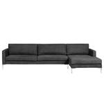 Ecksofa Portobello IV Echtleder - Echtleder Custo: Schwarz - Breite: 293 cm - Longchair davorstehend rechts