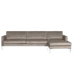 Ecksofa Portobello III Samt - Stoff Tond: Hellgrau - Breite: 293 cm - Longchair davorstehend rechts