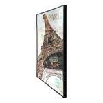 Tableau déco Tour Eiffel II Beige - Papier - En partie en bois massif - 52 x 102 x 3.5 cm