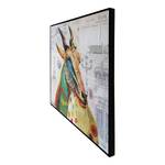 Tableau déco Gazelle Multicolore - Papier - En partie en bois massif - 72 x 72 x 3.5 cm