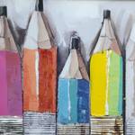 Tableau déco Pencils Multicolore - Métal - En partie en bois massif - 120 x 40 x 3.5 cm