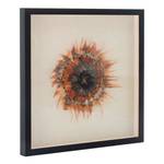 Tableau déco plumes I Marron - Verre - Fibres naturelles - Textile - En partie en bois massif - 60 x 60 x 5 cm
