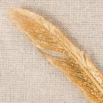 Tableau déco plumes dorées Doré - Verre - Fibres naturelles - Textile - En partie en bois massif - 80 x 80 x 5 cm