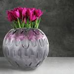 Vase Areca Glas, Metallfolie - Silber - 30 x 23 cm