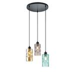 Hanglamp Basa II transparant glas/ijzer - 3 lichtbronnen