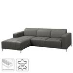 Ecksofa Graide I Echtleder - Grau - Longchair davorstehend links - Keine Funktion