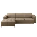 Ecksofa Graide I Echtleder - Taupe - Longchair davorstehend links - Keine Funktion