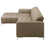 Ecksofa Graide I Echtleder - Taupe - Longchair davorstehend links - Keine Funktion