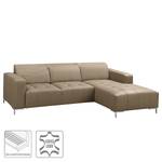 Ecksofa Graide I Echtleder - Taupe - Longchair davorstehend rechts - Keine Funktion