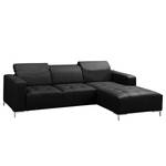 Ecksofa Graide I Echtleder - Schwarz - Longchair davorstehend rechts - Relaxfunktion