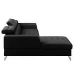 Ecksofa Lucena Echtleder - Schwarz - Longchair davorstehend links - Keine Funktion