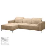 Ecksofa Graide III Antiklederlook - Beige - Longchair davorstehend links - Elektrisch verstellbar: 1 Motor mit Kabel