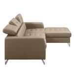 Ecksofa Lucena Echtleder - Taupe - Longchair davorstehend rechts - Keine Funktion