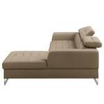 Ecksofa Lucena Echtleder - Taupe - Longchair davorstehend rechts - Keine Funktion